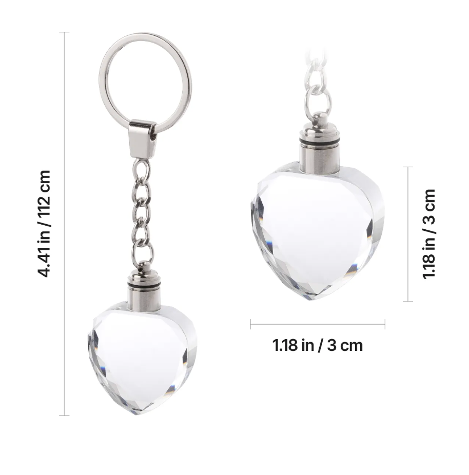 Custom Engraved Crystal Heart Keychain with LED Light