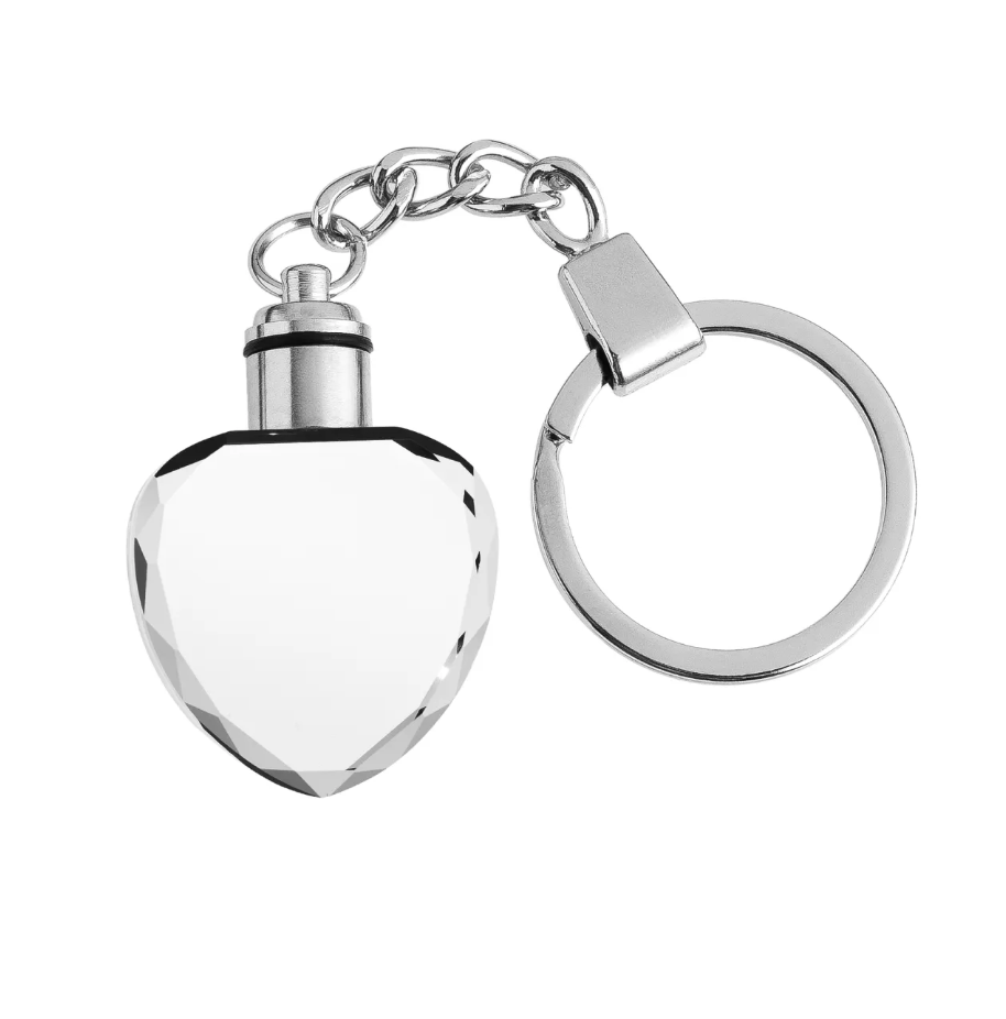 Custom Engraved Crystal Heart Keychain with LED Light