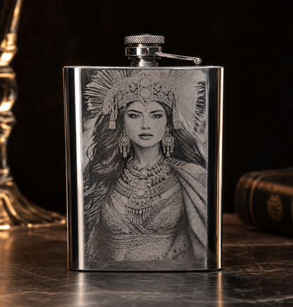 Personalized Photo Engraved Flask – Custom Stainless Steel Hip Flask with Portrait