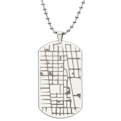 Engraved Dog Tag Map Necklace