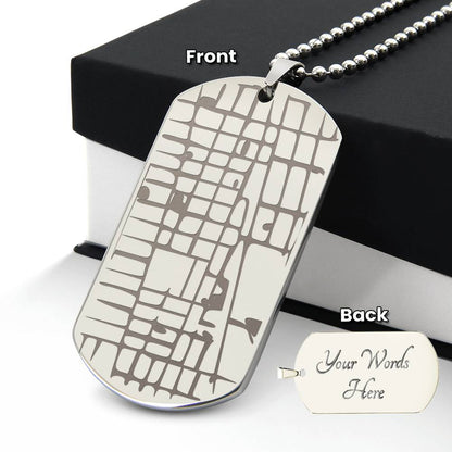 Engraved Dog Tag Map Necklace