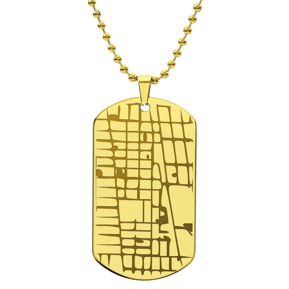 Engraved Dog Tag Map Necklace
