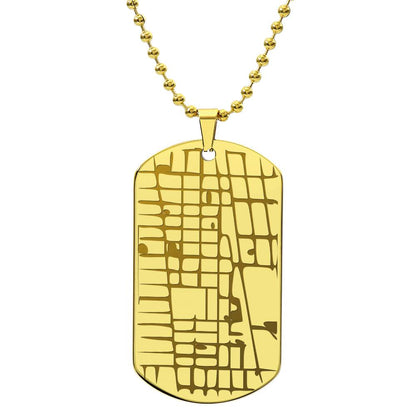 Engraved Dog Tag Map Necklace