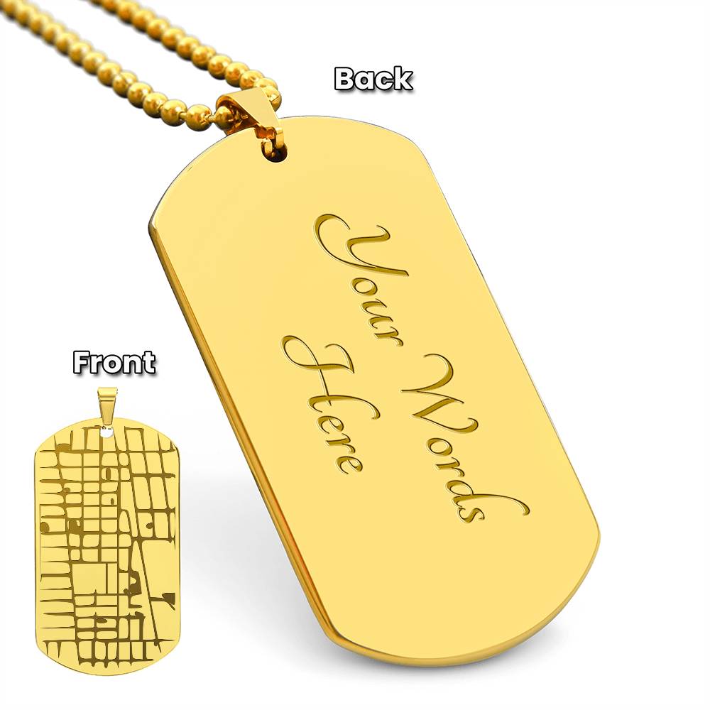 Engraved Dog Tag Map Necklace