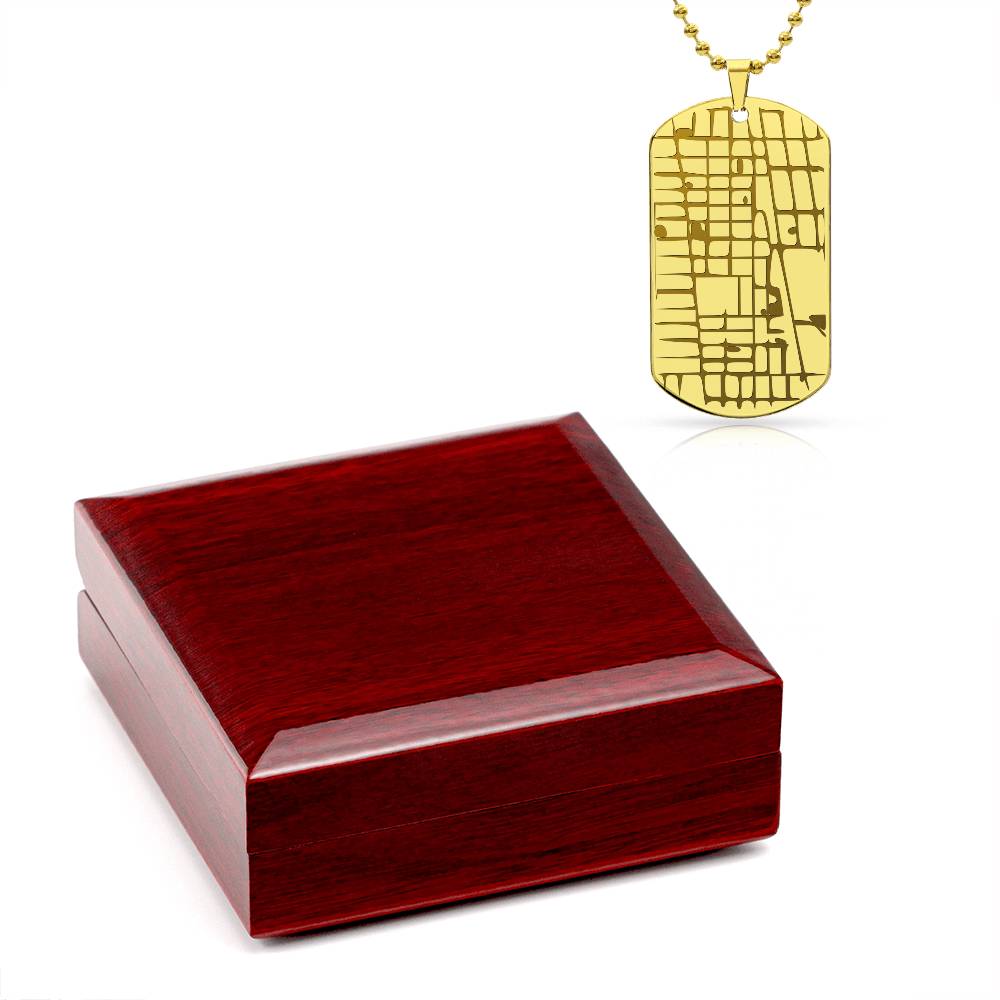 Engraved Dog Tag Map Necklace