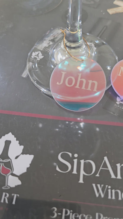 Personalized Holographic Wine Glass Charms